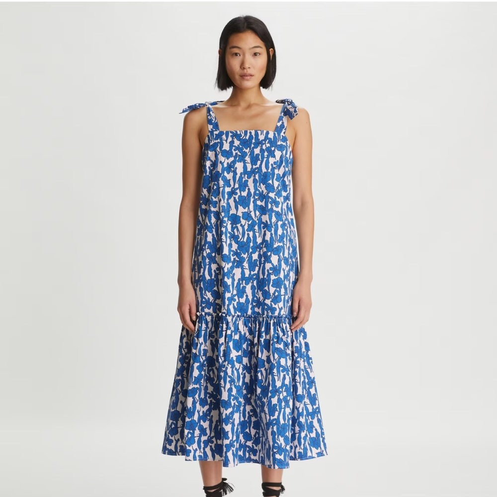 Tory Burch DROP WAIST TIE-SHOULDER DRESS size small Color: Hawaiian Dreamers